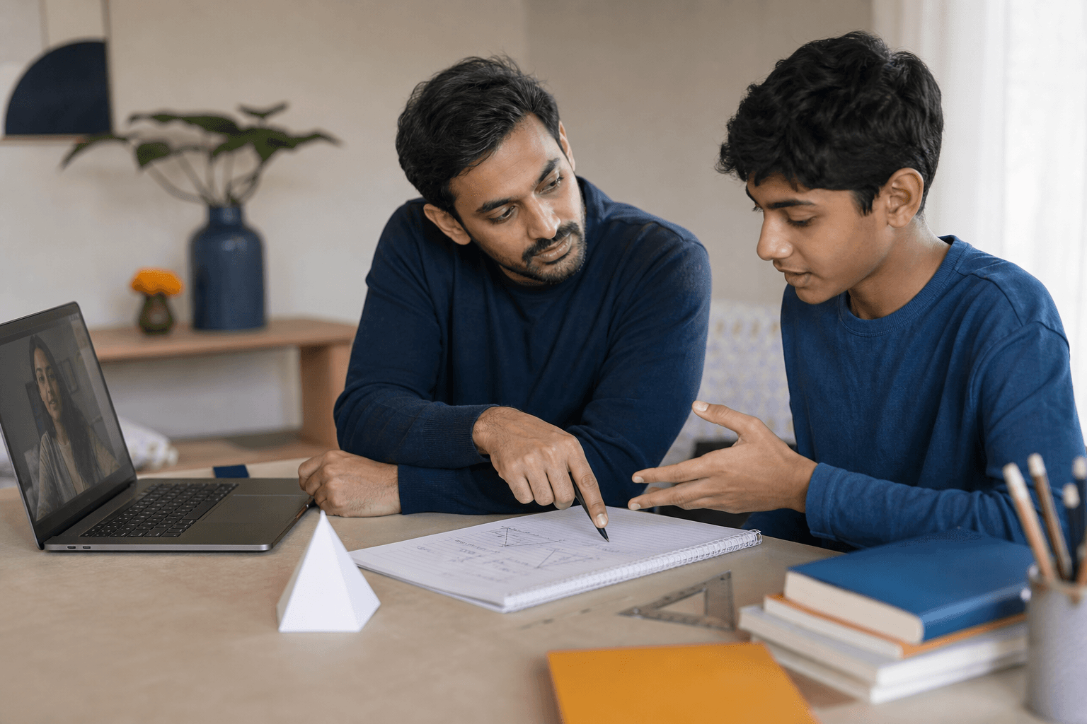 A tutor and student discussing the reasoning behind a geometry problem